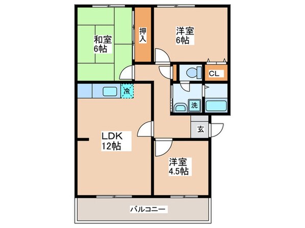 サンガーデン日根野Ｂ棟の物件間取画像